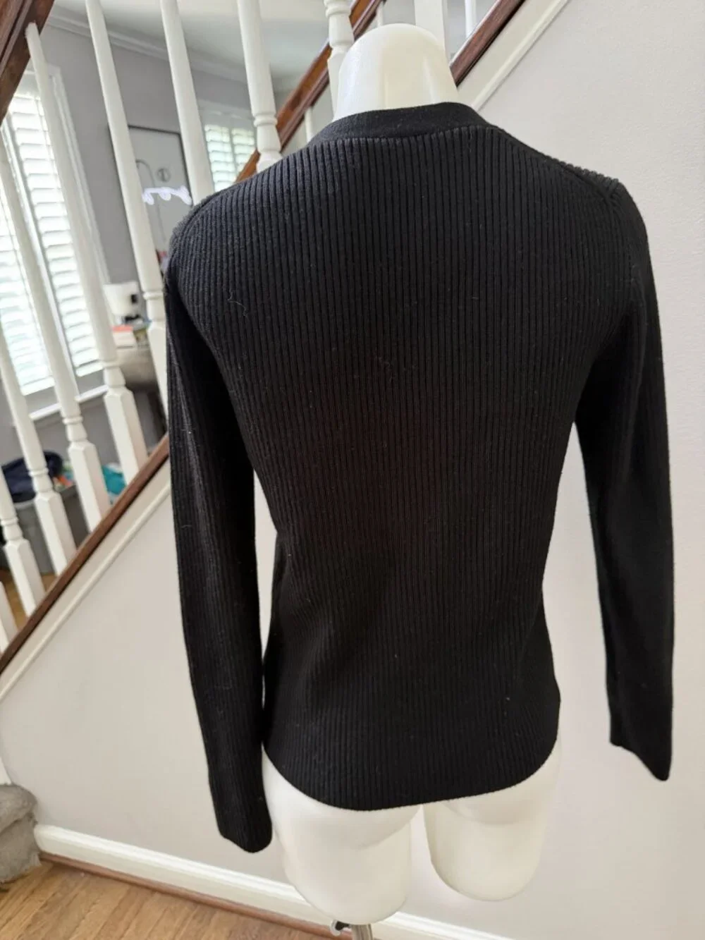 Tory Burch 100% Merino Wool Ribbed Gold Button Cardigan Small